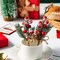 Christmas Berries Red Stems Evergreen Pine Branches (6pcs) 3"D x 3"W x 0.7"H